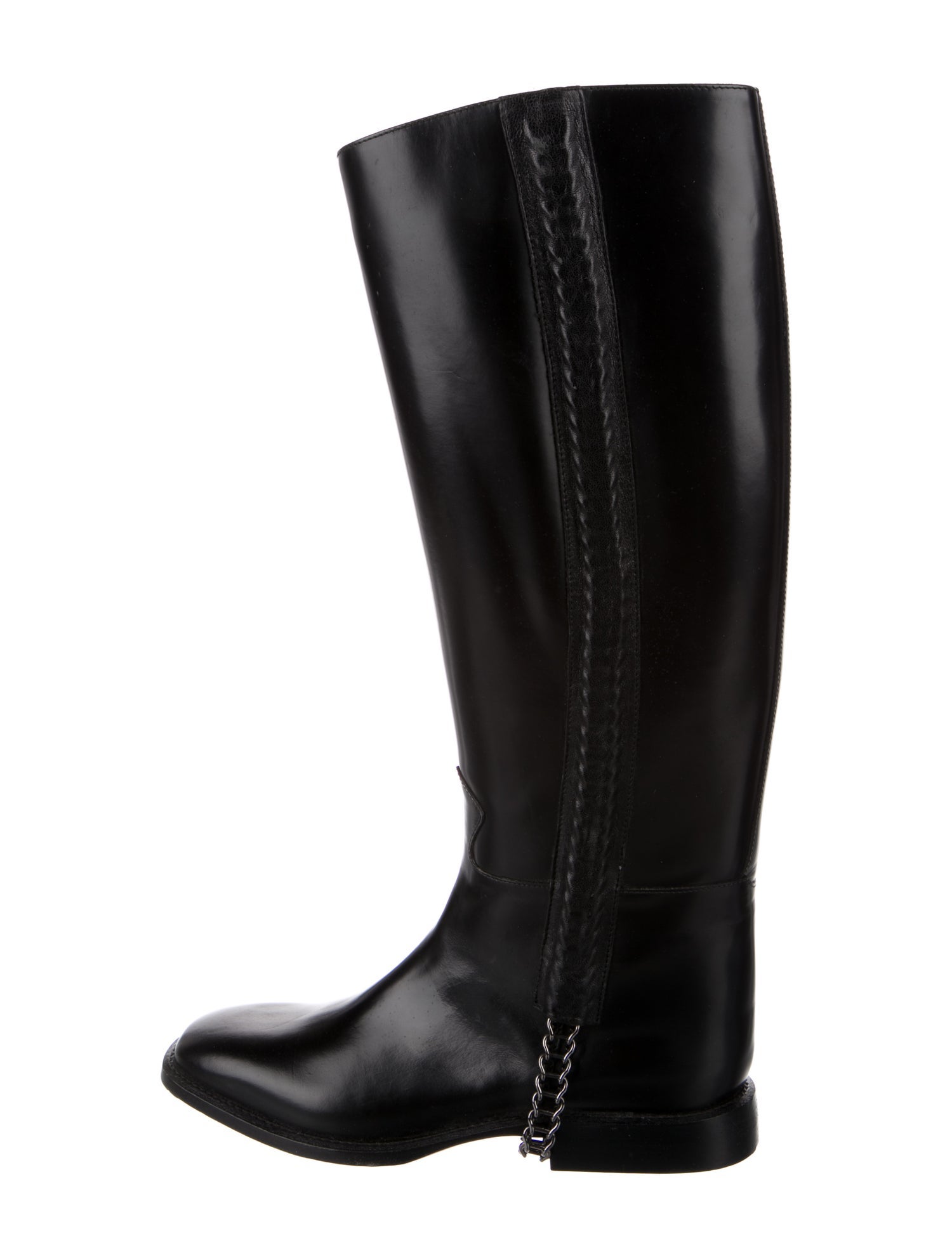 Givenchy Leather Chain-Link Accents Riding Boots