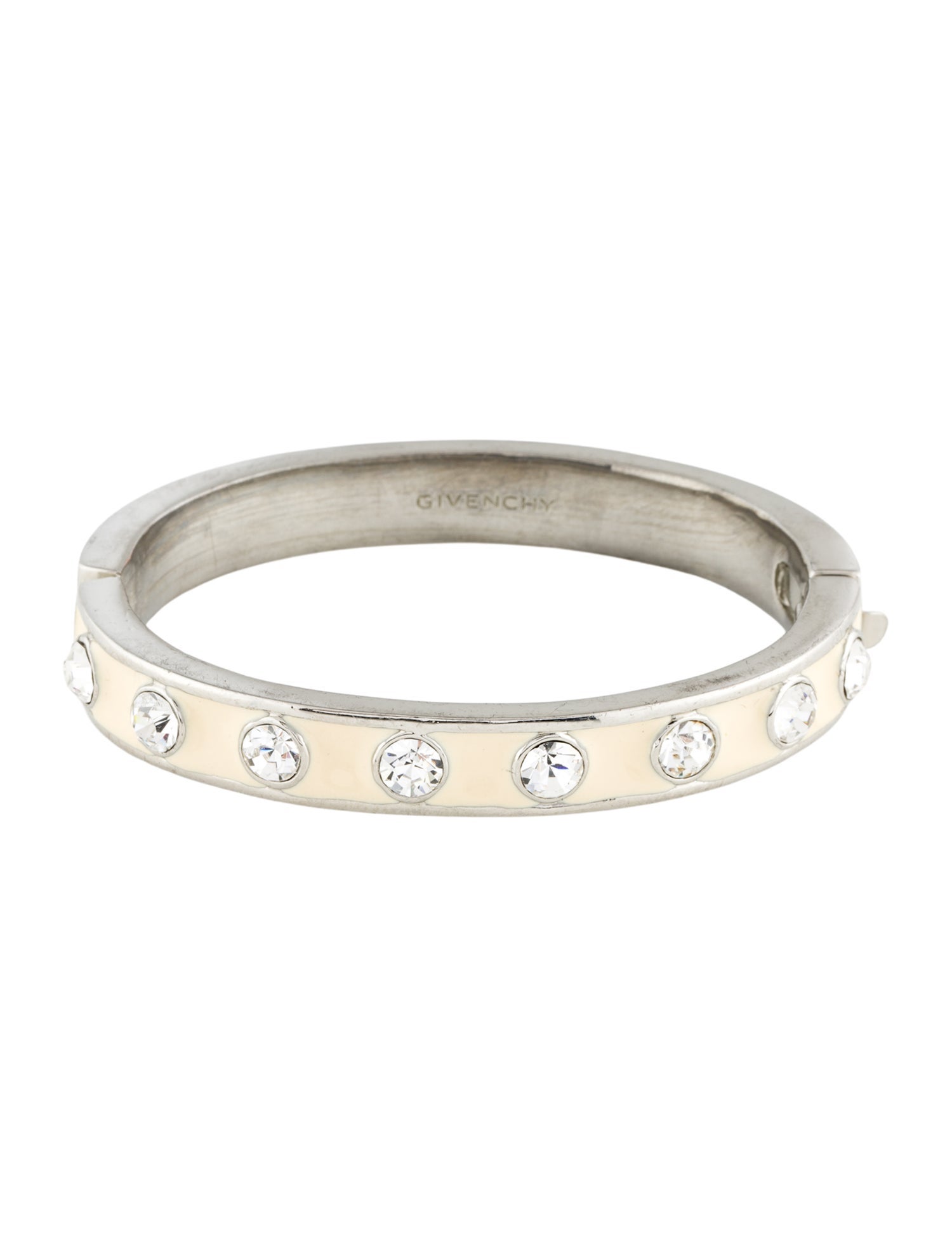 Givenchy Crystal & Enamel Hinged Bangle Bracelet