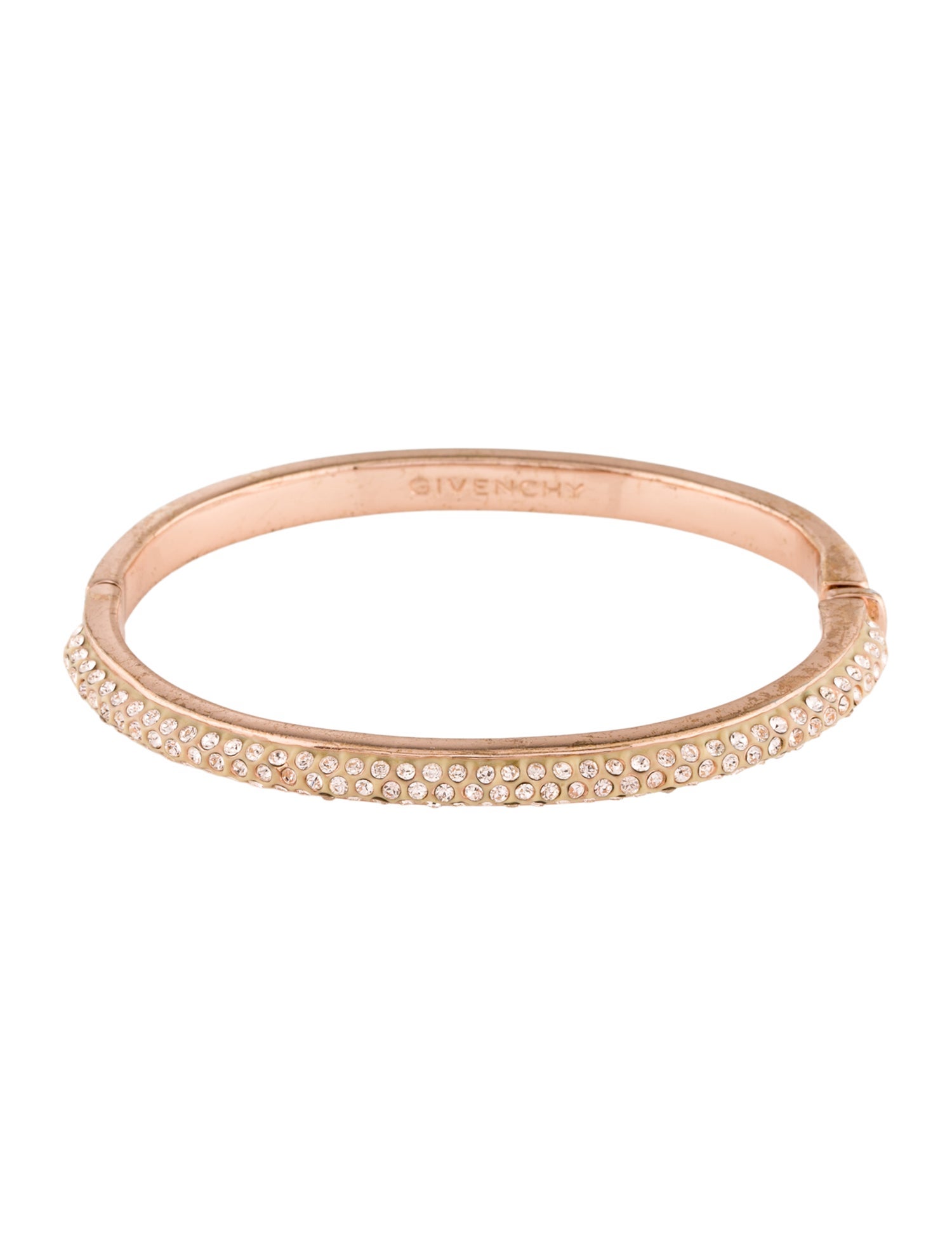 Givenchy Crystal & Enamel Hinged Bangle Bracelet