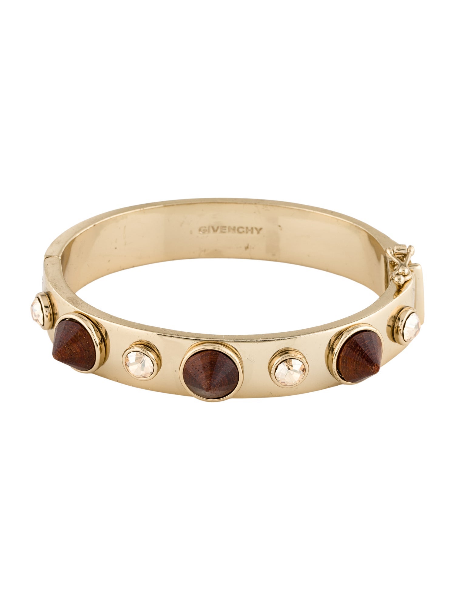 Givenchy Crystal & Wood Stud Bangle Bracelet