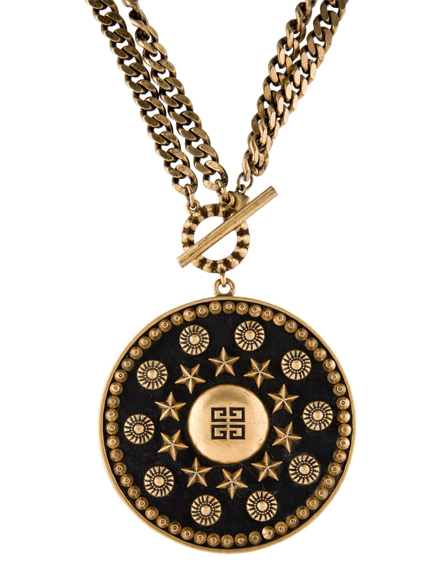 Givenchy Vintage Medallion Double Strand Pendant Necklace
