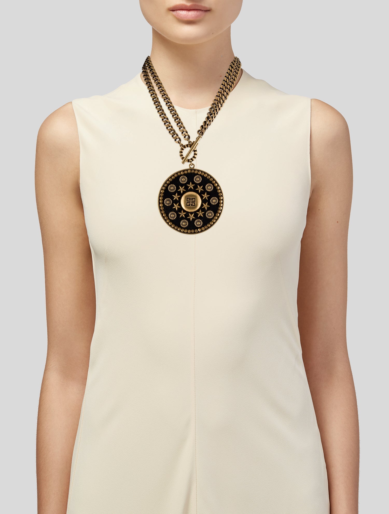 Givenchy Vintage Medallion Double Strand Pendant Necklace