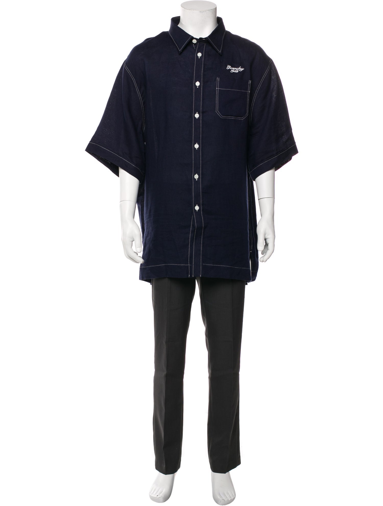 Givenchy Linen Short Sleeve Denim Shirt