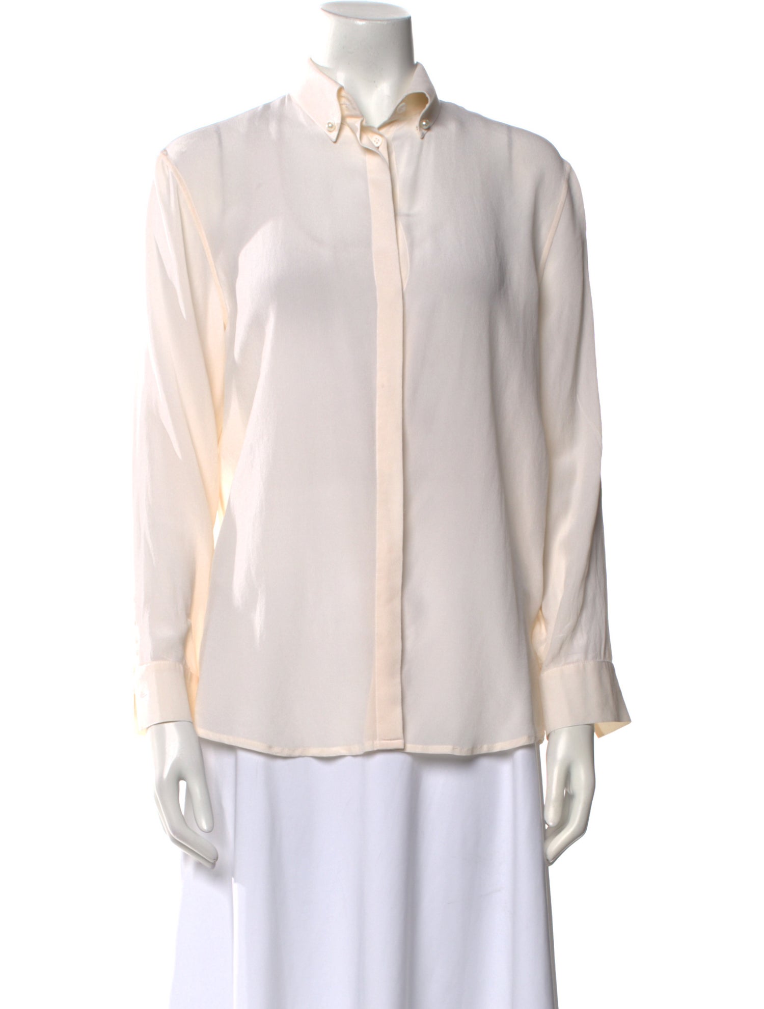 Givenchy Silk Long Sleeve Button-Up Top