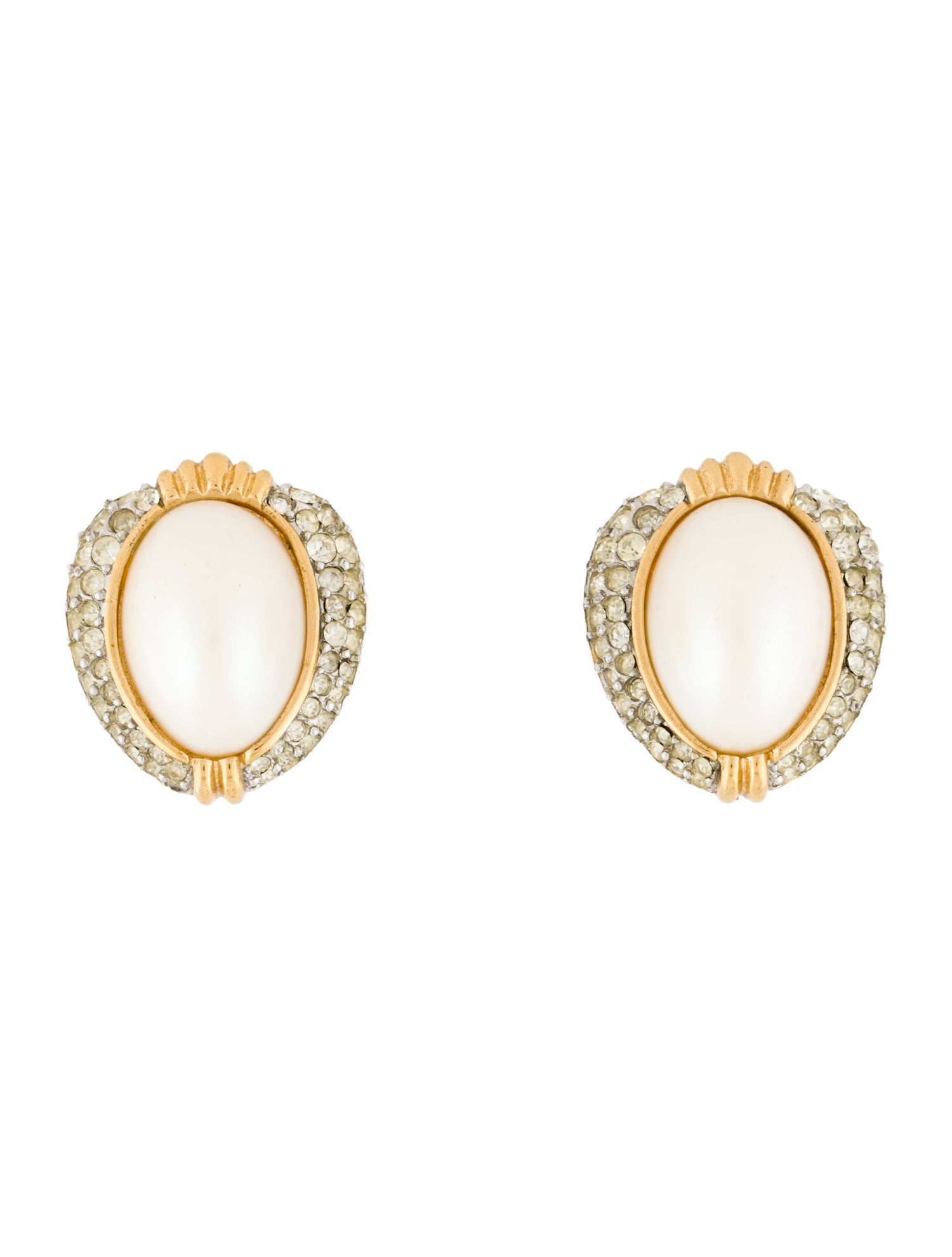 Givenchy Vintage Crystal & Faux Pearl Clip-On Earrings