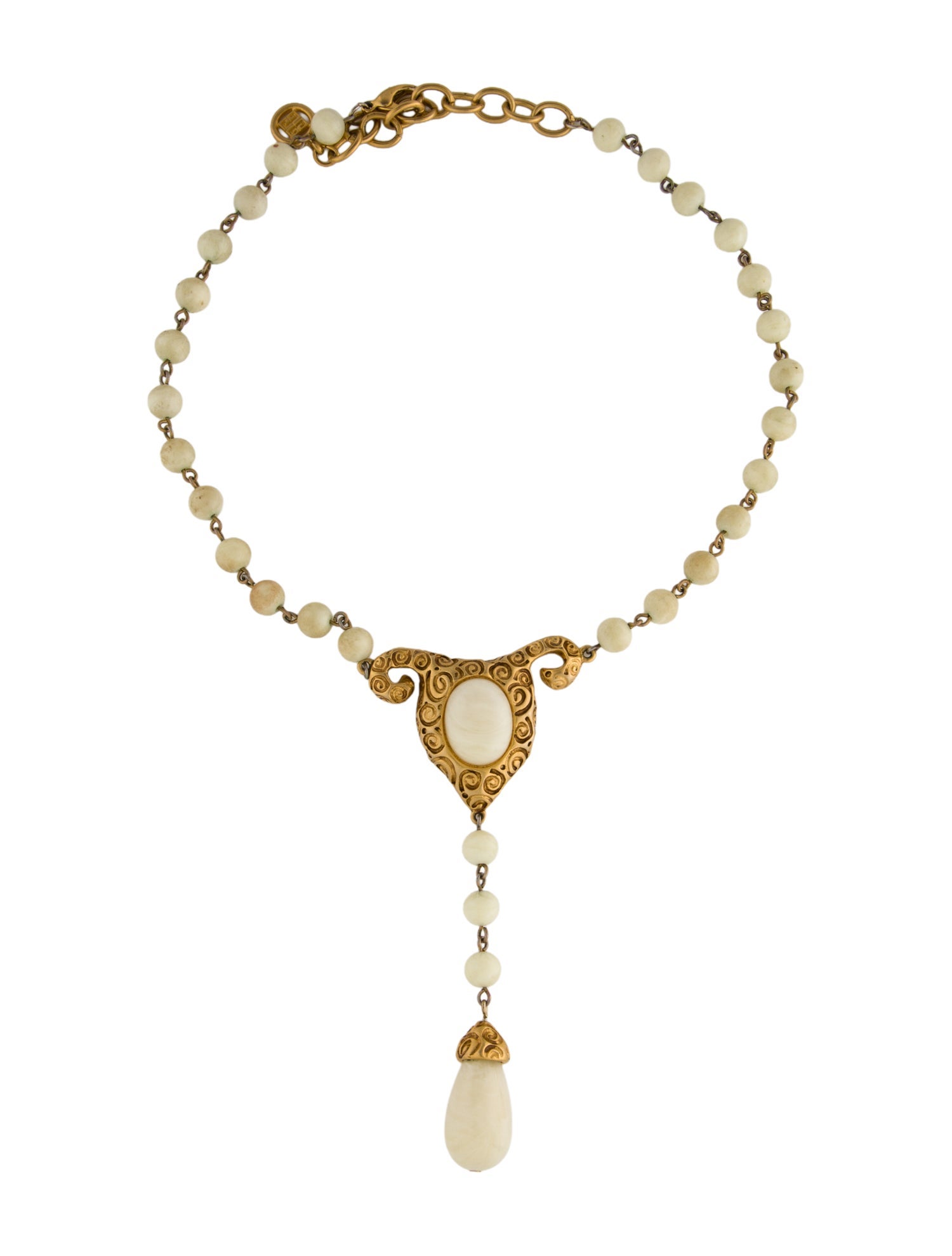 Givenchy Vintage Resin Bead Lavalier Necklace