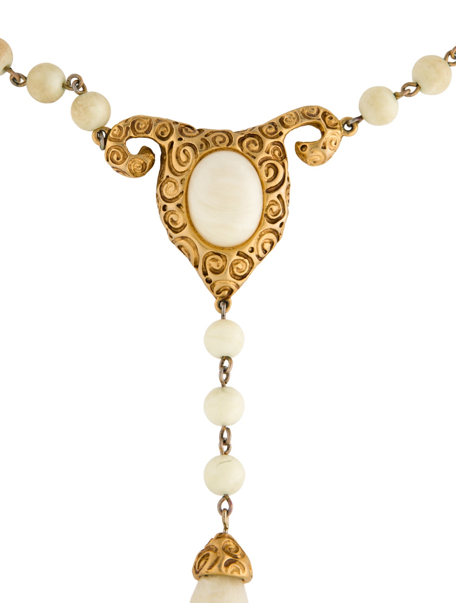 Givenchy Vintage Resin Bead Lavalier Necklace