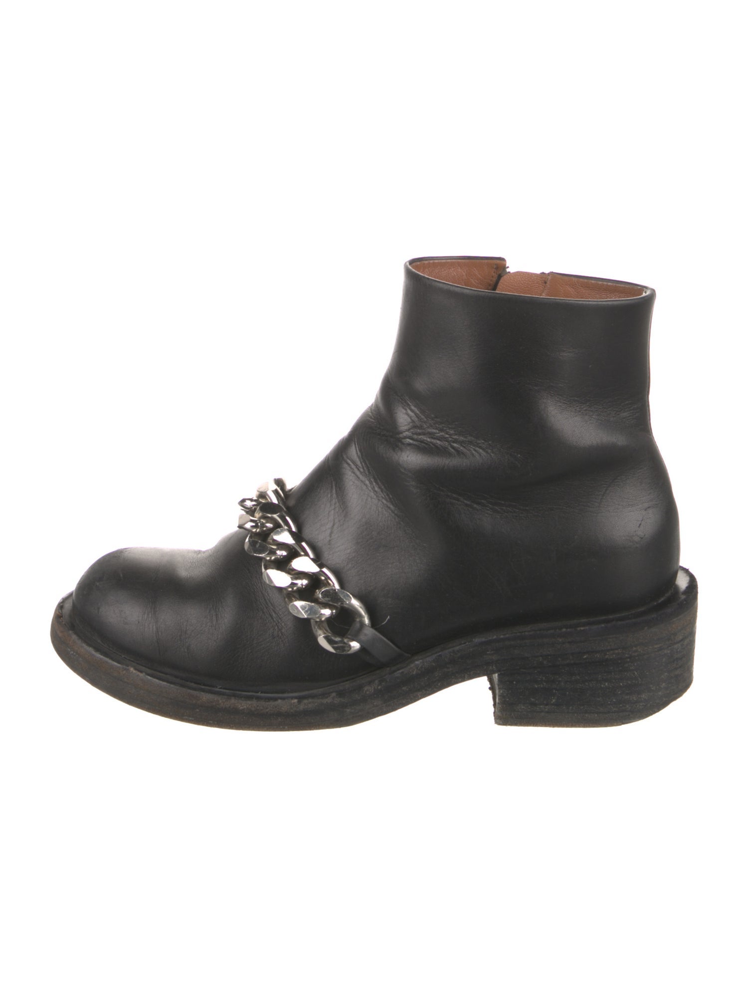 Givenchy Leather Chain-Link Accents Combat Boots