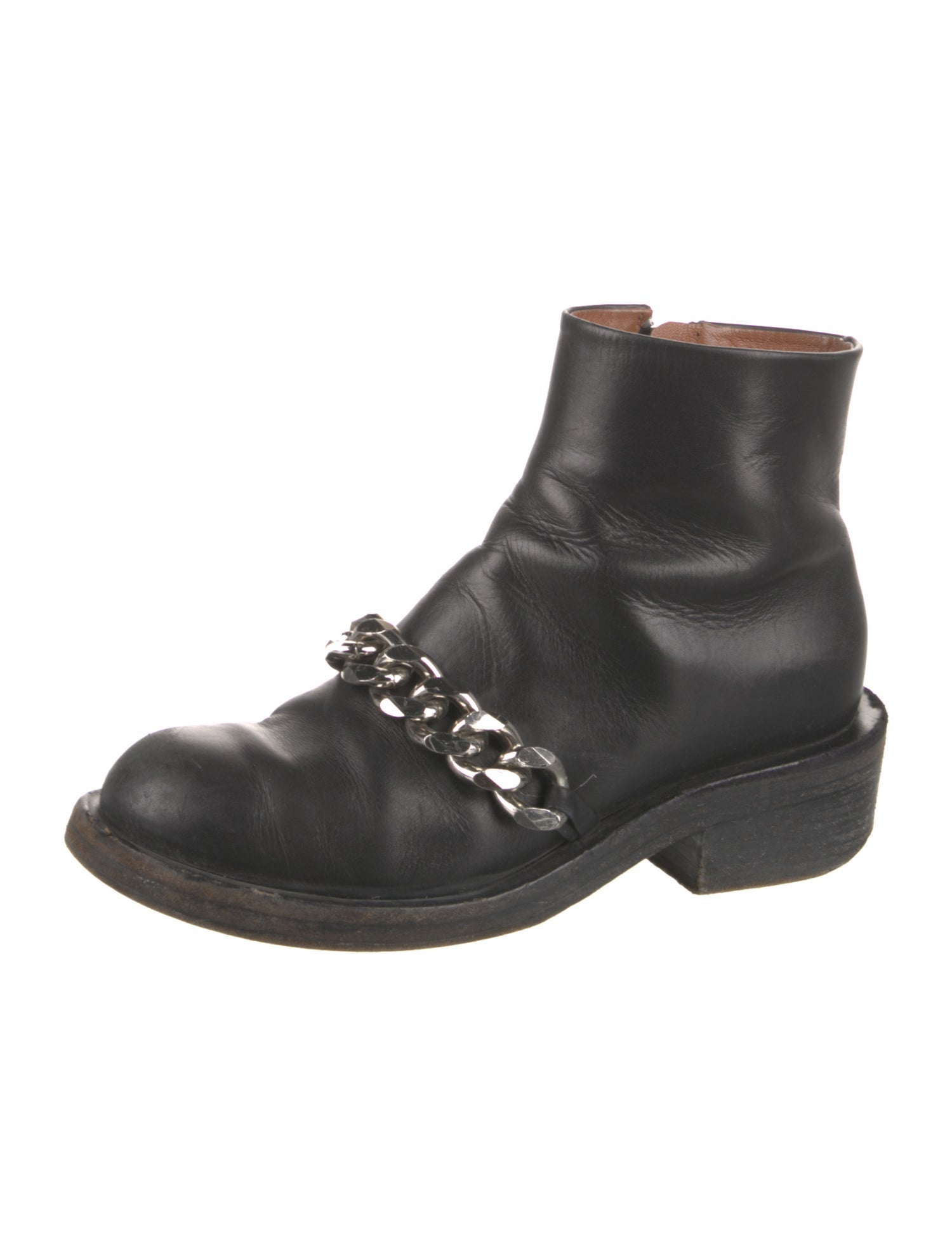 Givenchy Leather Chain-Link Accents Combat Boots