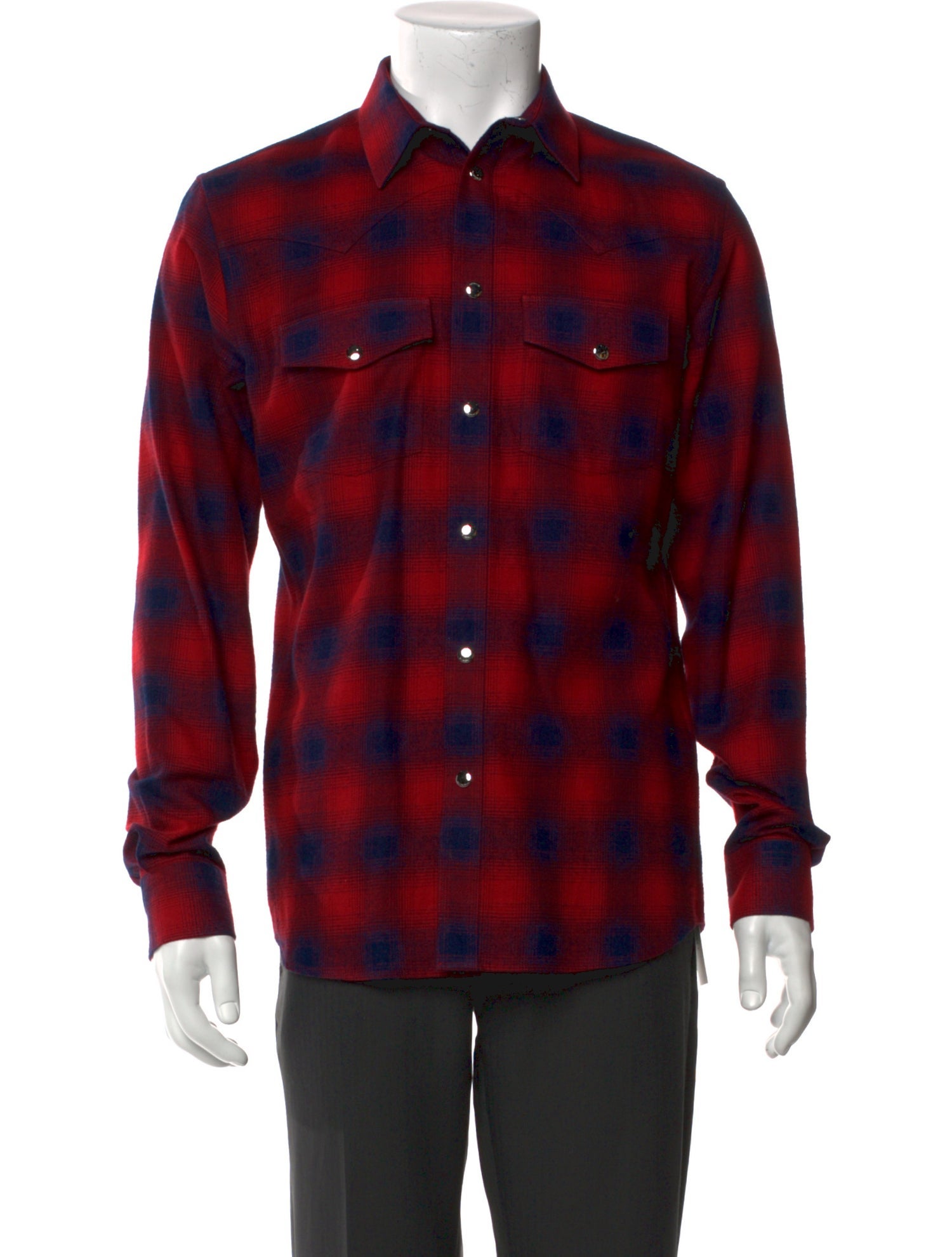 Givenchy Plaid Print Long Sleeve Western Shirt