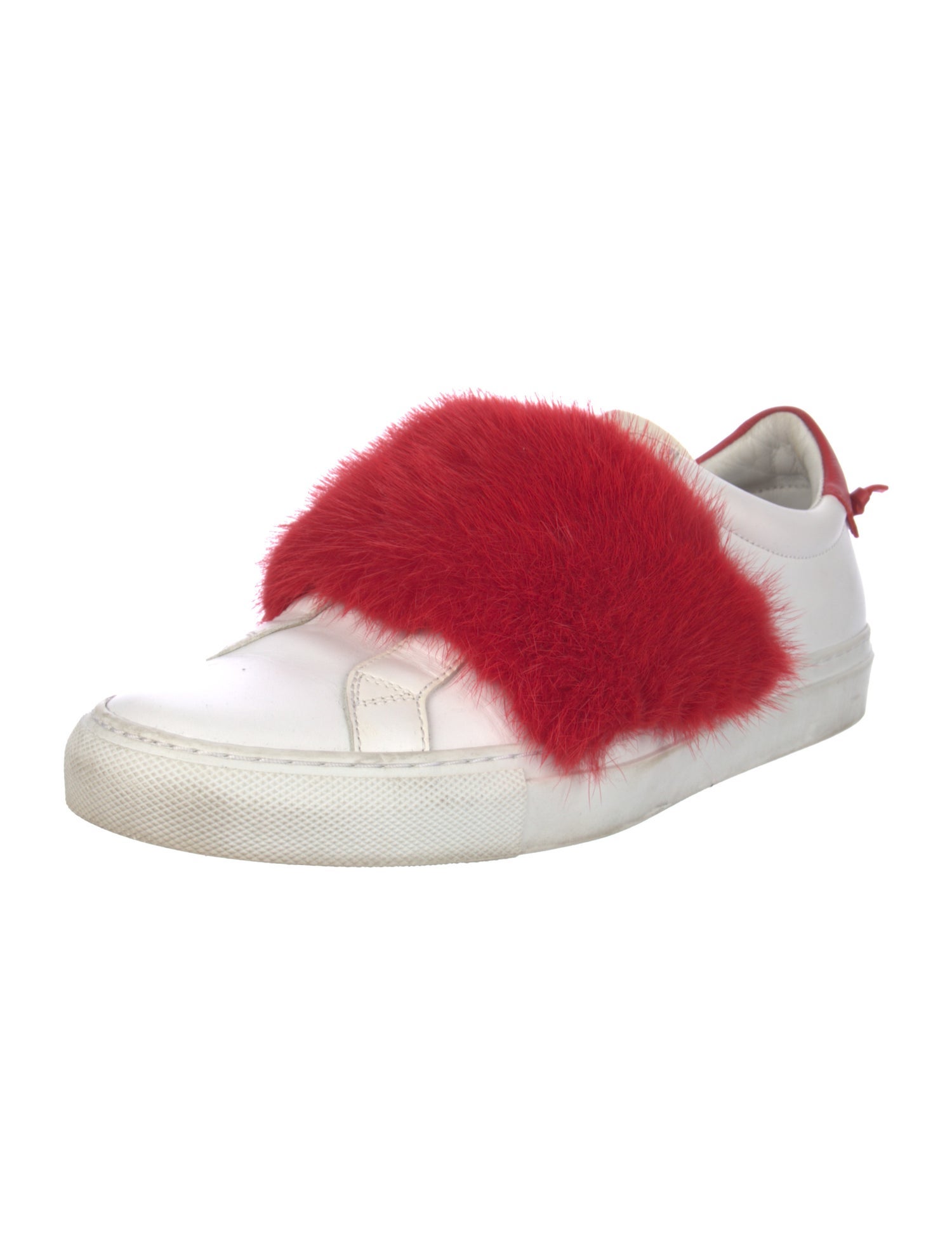 Givenchy Leather Fur Trim Sneakers