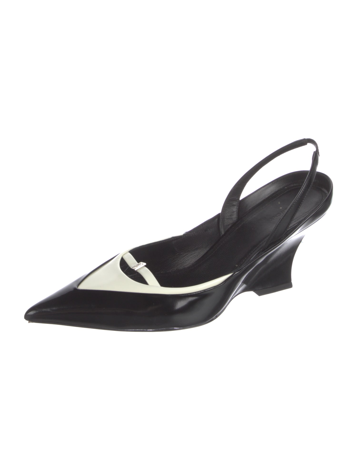 Givenchy Patent Leather Colorblock Pattern Slingback Pumps