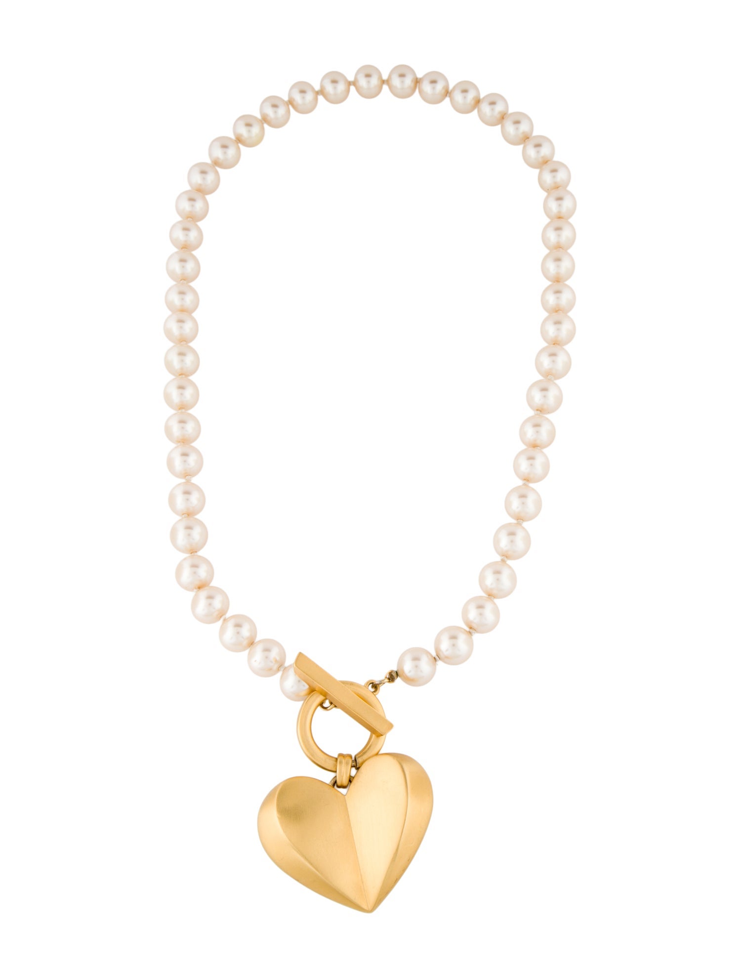 Givenchy Vintage Faux Pearl Heart Pendant Necklace