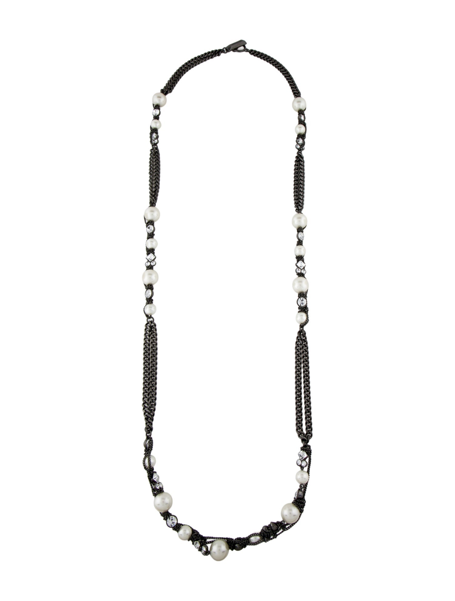 Givenchy Faux Pearl & Crystal Chain Necklace