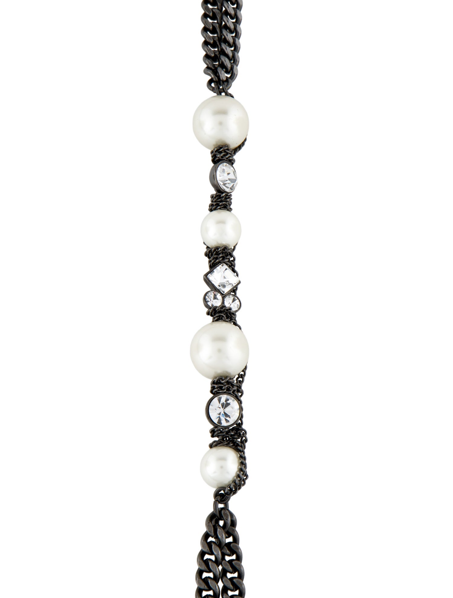 Givenchy Faux Pearl & Crystal Chain Necklace