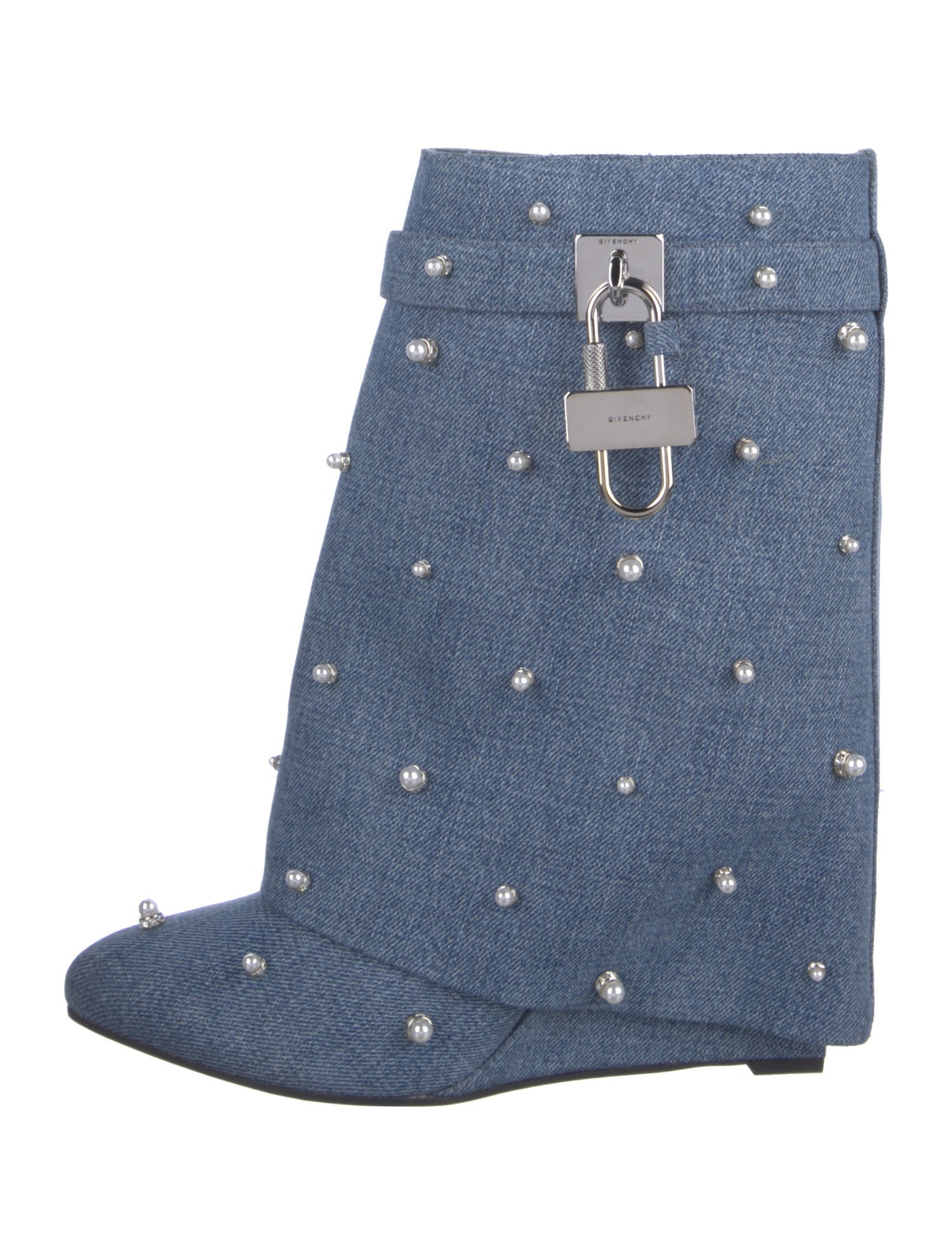 Givenchy Denim Beaded Accents Boots