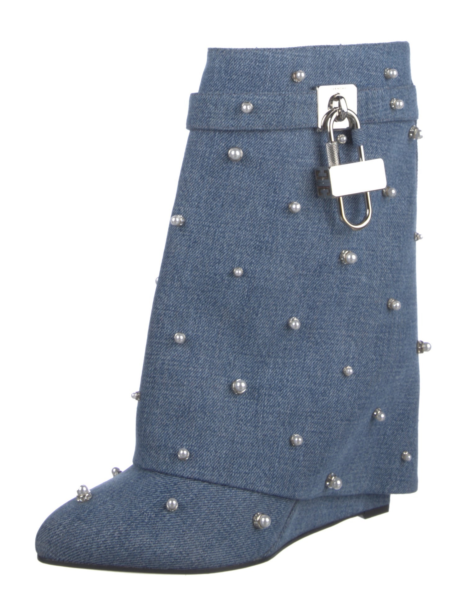 Givenchy Denim Beaded Accents Boots