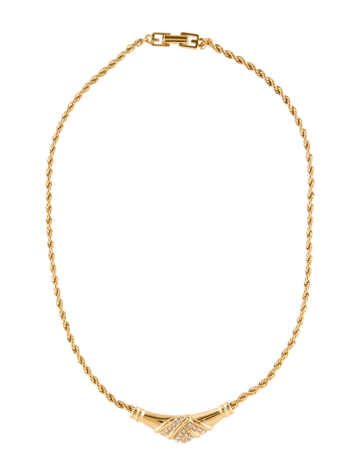 Givenchy Vintage Crystal Rope Chain Collar Necklace