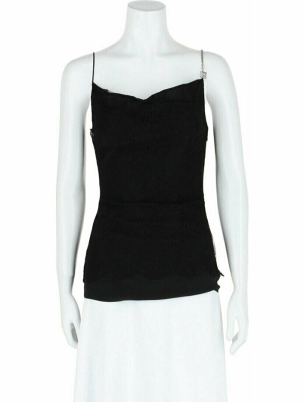 Givenchy Black Lace Pattern Chain-Link Accents Sl… - image 1