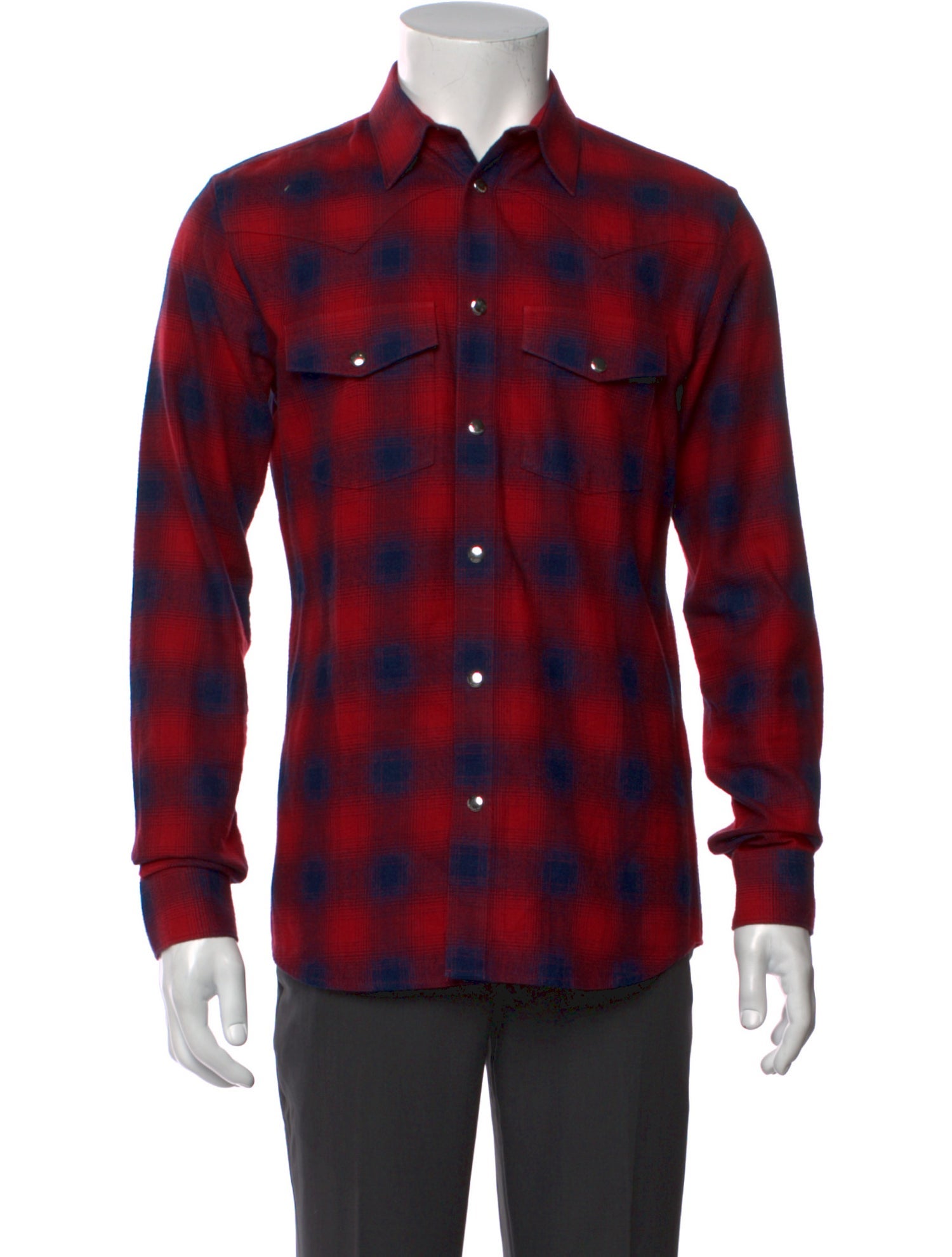 Givenchy Plaid Print Long Sleeve Western Shirt