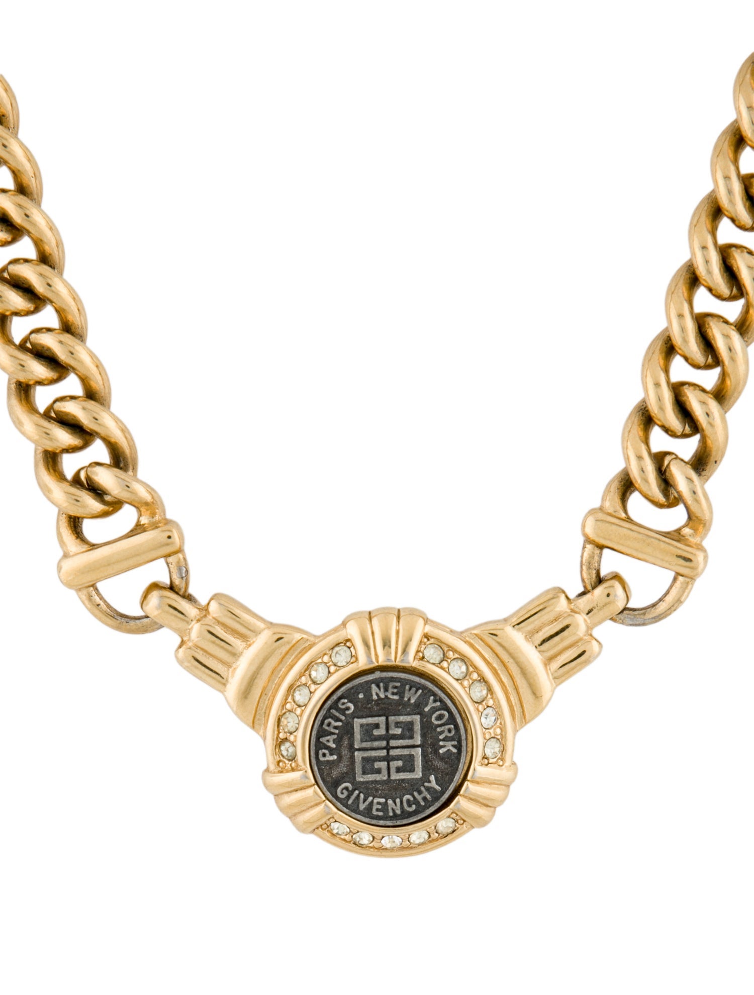 Givenchy Vintage Crystal Coin Chain Necklace