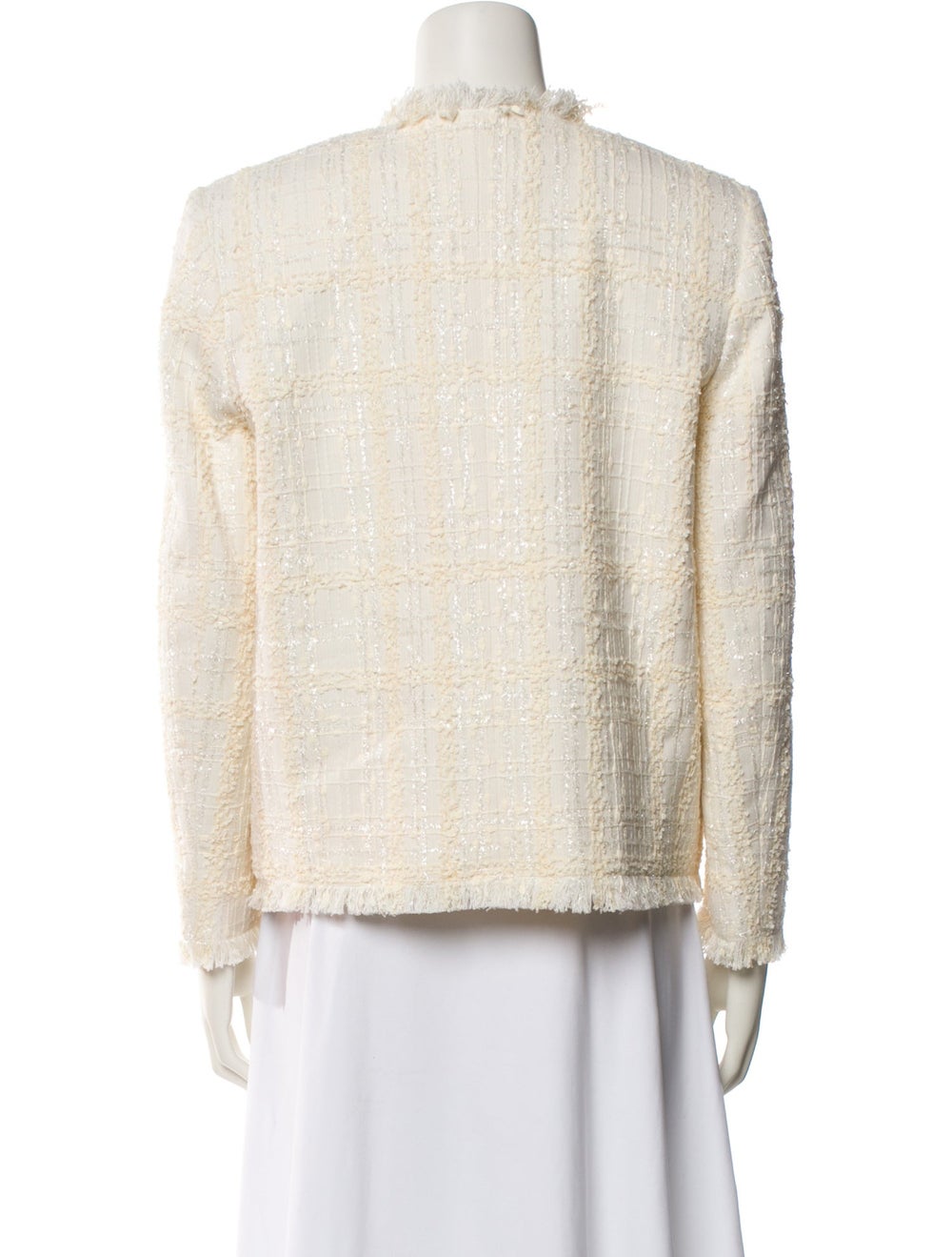 Givenchy Jacket Neutrals Tweed Pattern Fringe & G… - image 3