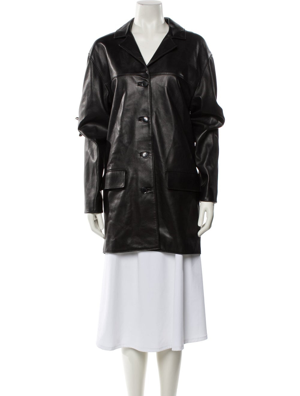 Givenchy Leather Jacket Black Pointed Collar - image 1