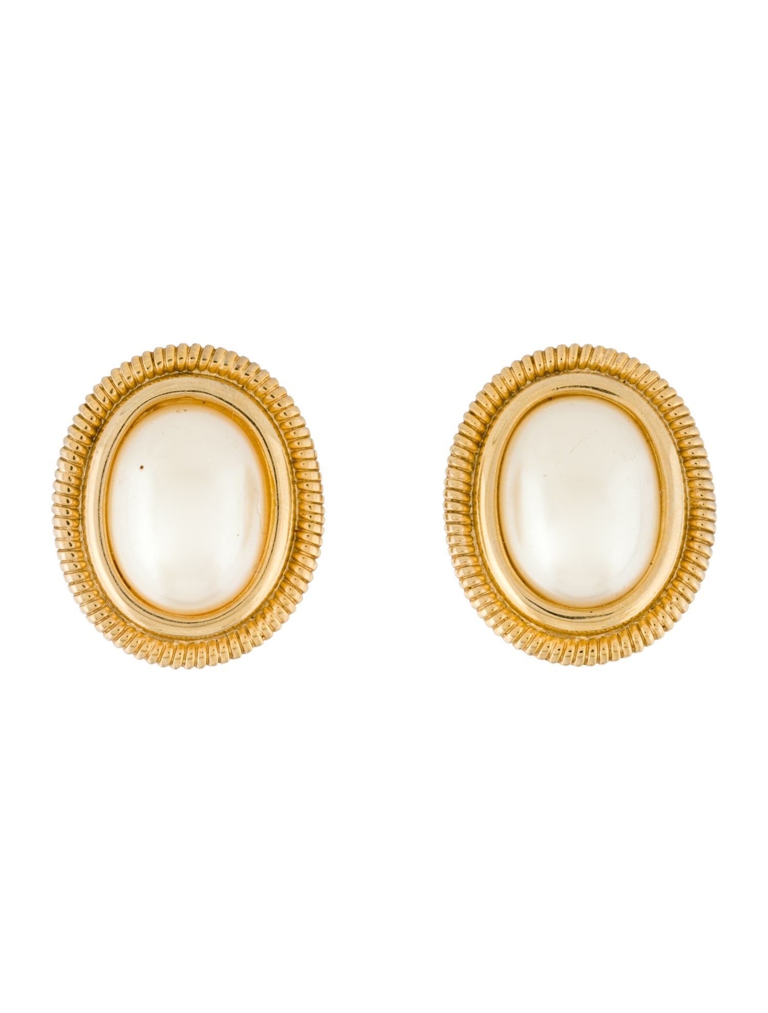 Givenchy Vintage Faux Pearl Oval Stud Earrings