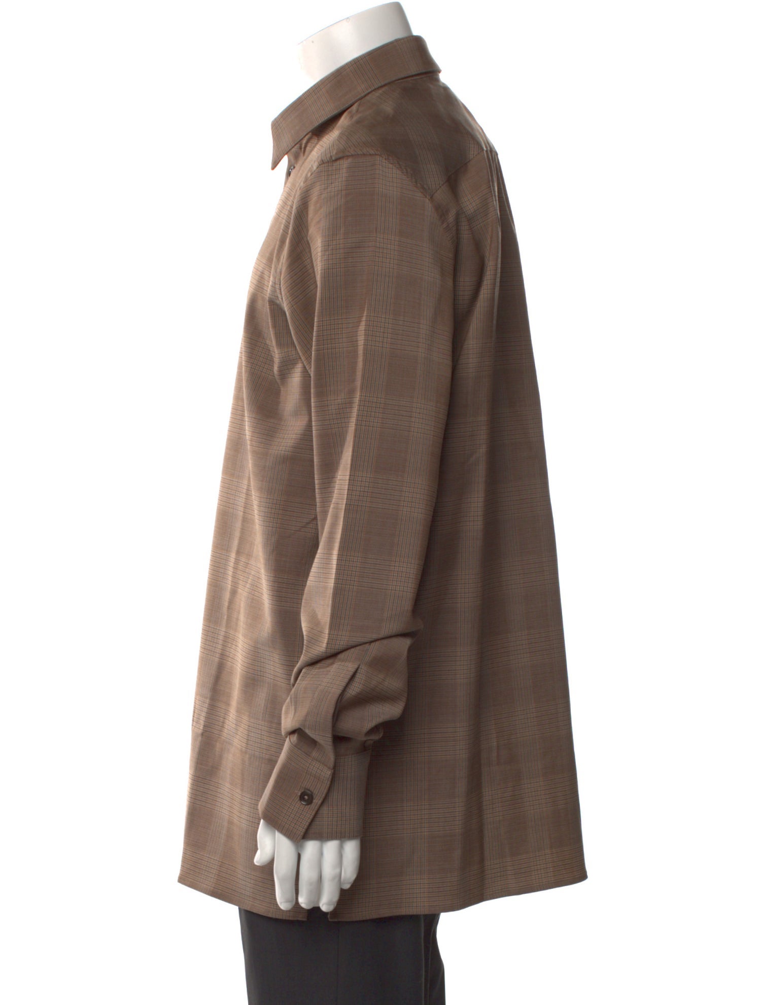 Givenchy Wool Plaid Print Dress Shirt