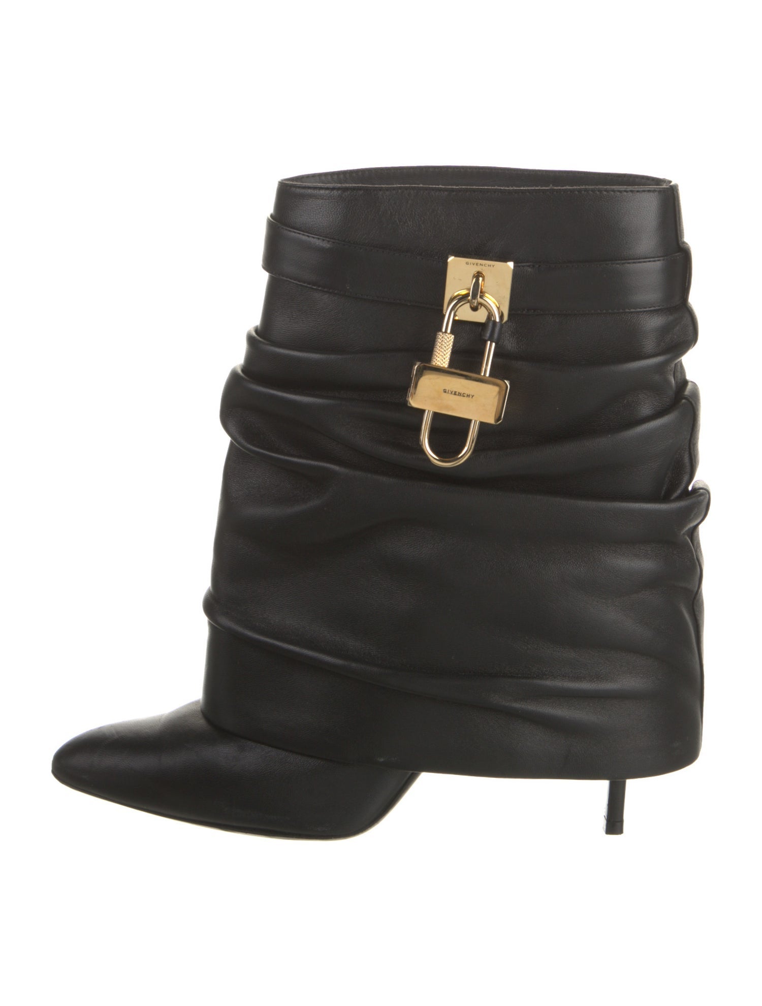 Givenchy Leather Pleated Accents Rain Boots