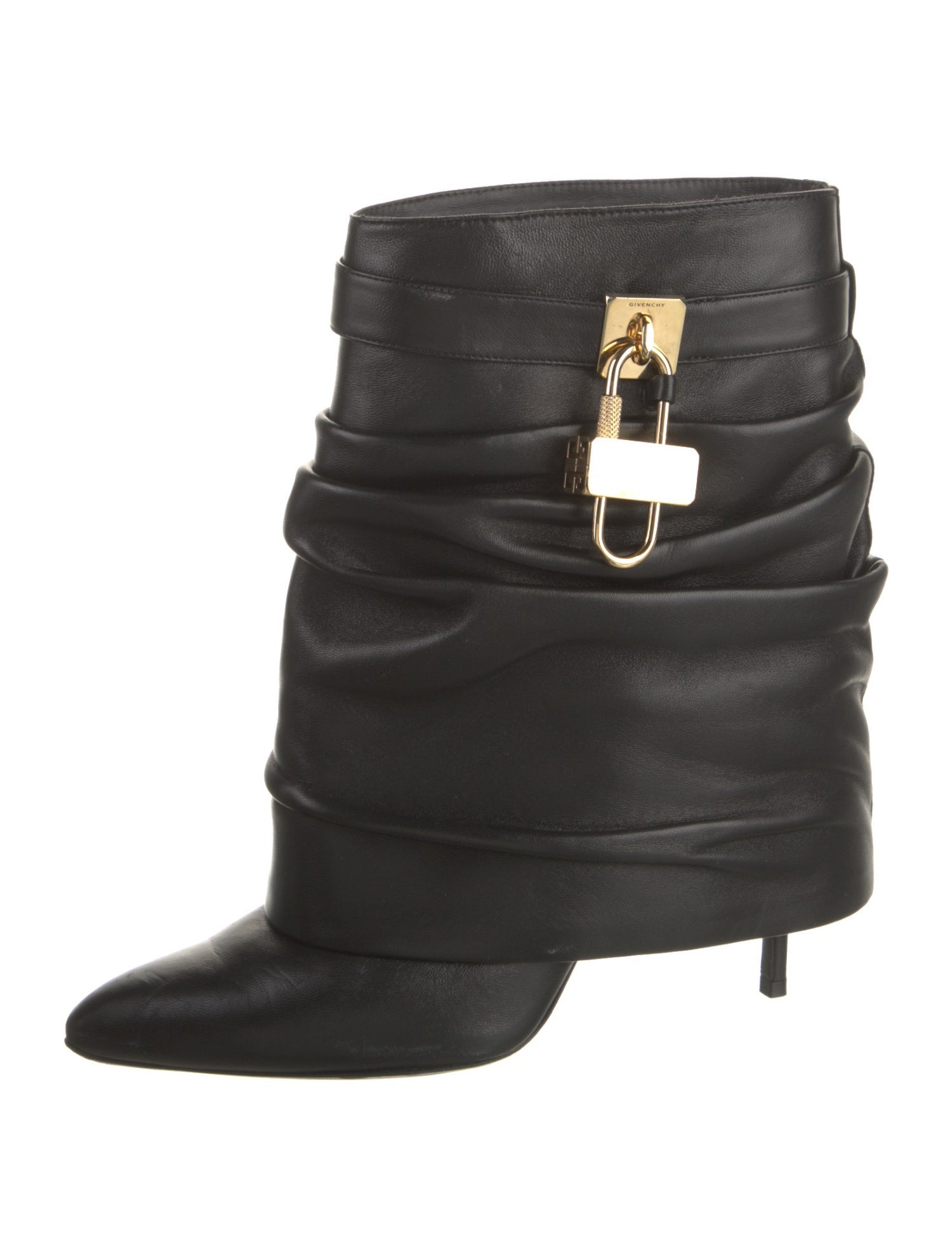 Givenchy Leather Pleated Accents Rain Boots