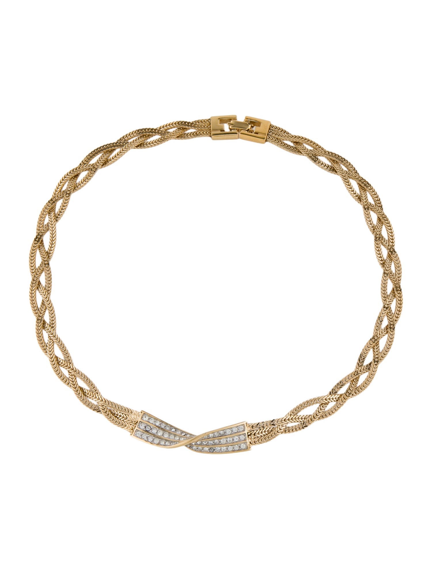 Givenchy Vintage Crystal Braided Chain Necklace