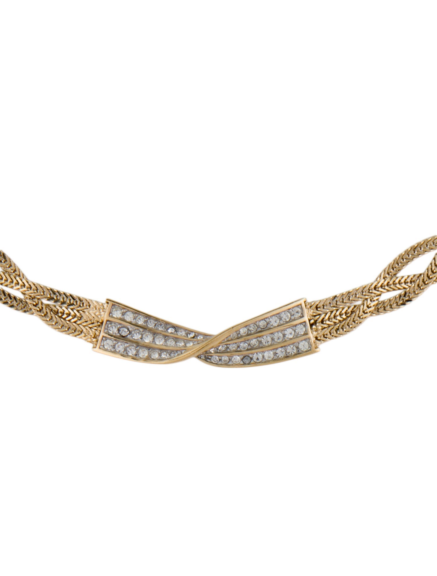Givenchy Vintage Crystal Braided Chain Necklace