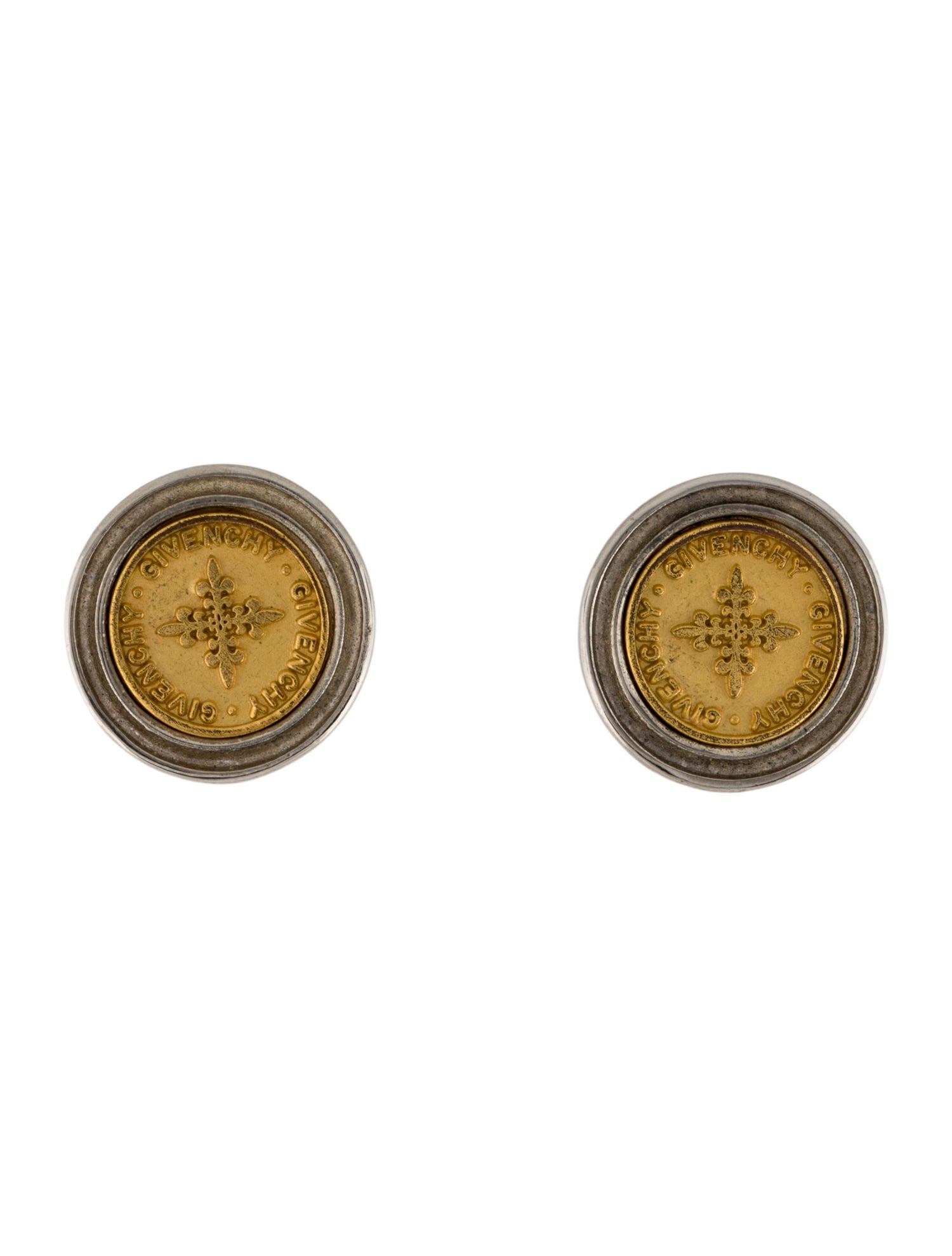 Givenchy Vintage Logo Coin Stud Earrings