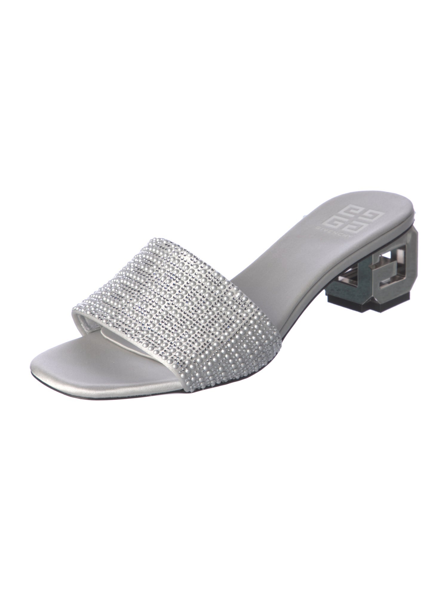 Givenchy Satin Crystal Embellishments Slides