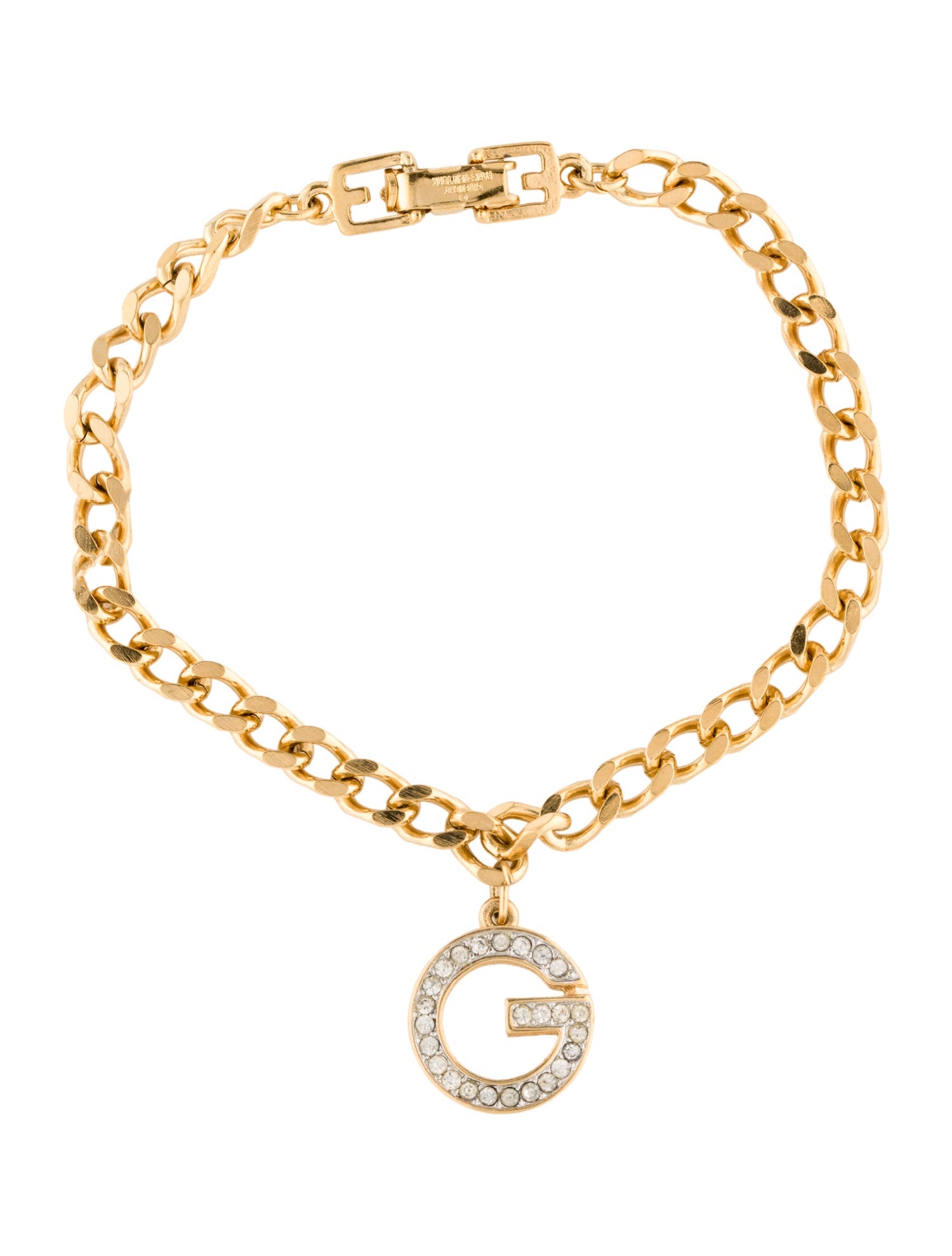 Givenchy Vintage Crystal G Charm Bracelet
