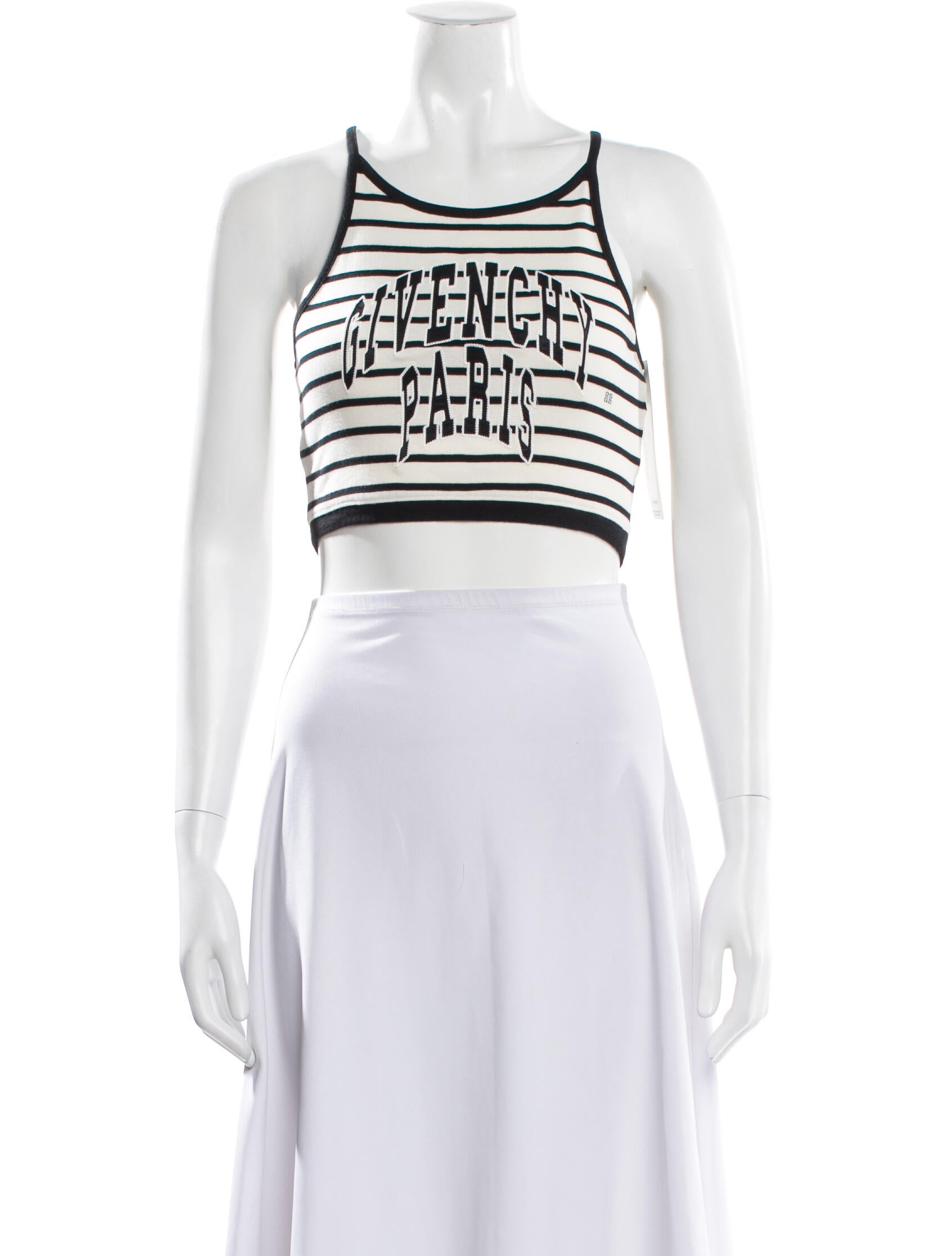 Givenchy Striped Crew Neck Crop Top