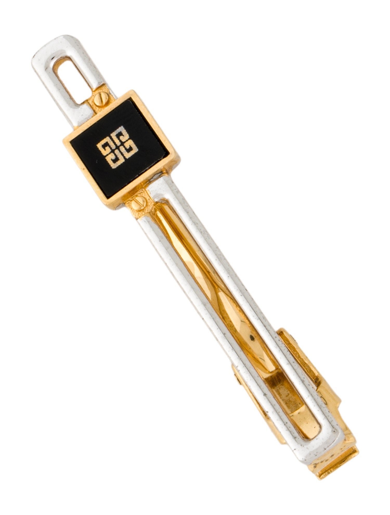 Givenchy Vintage Resin Two Tone 4G Tie Clip