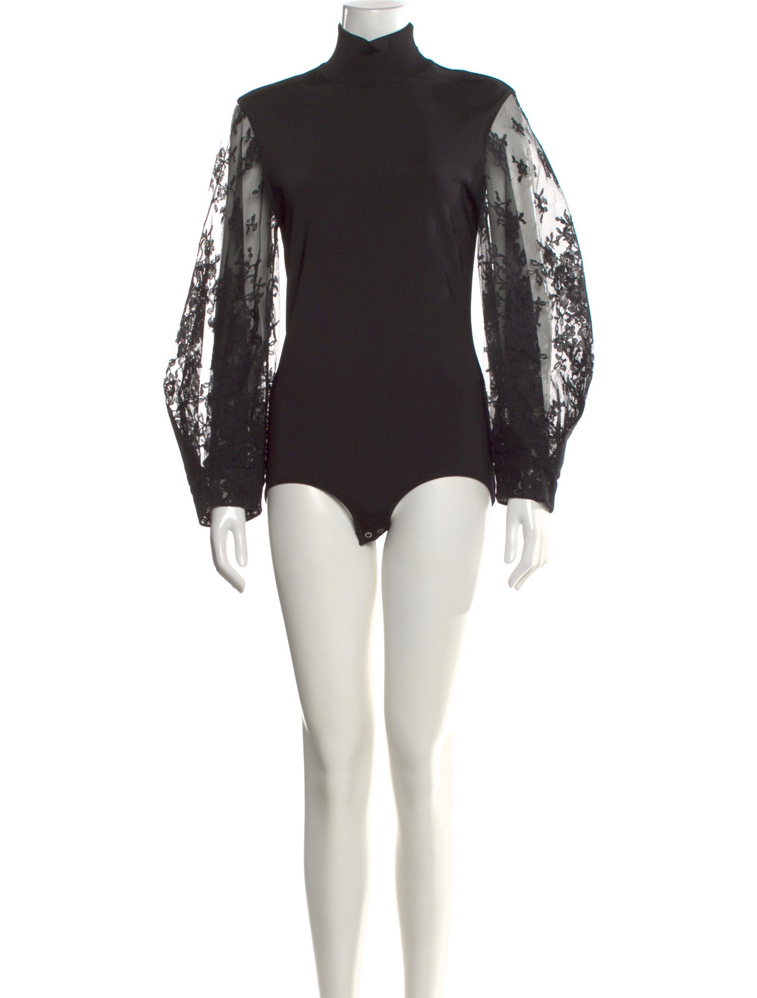 Givenchy Lace Pattern Mock Neck Bodysuit