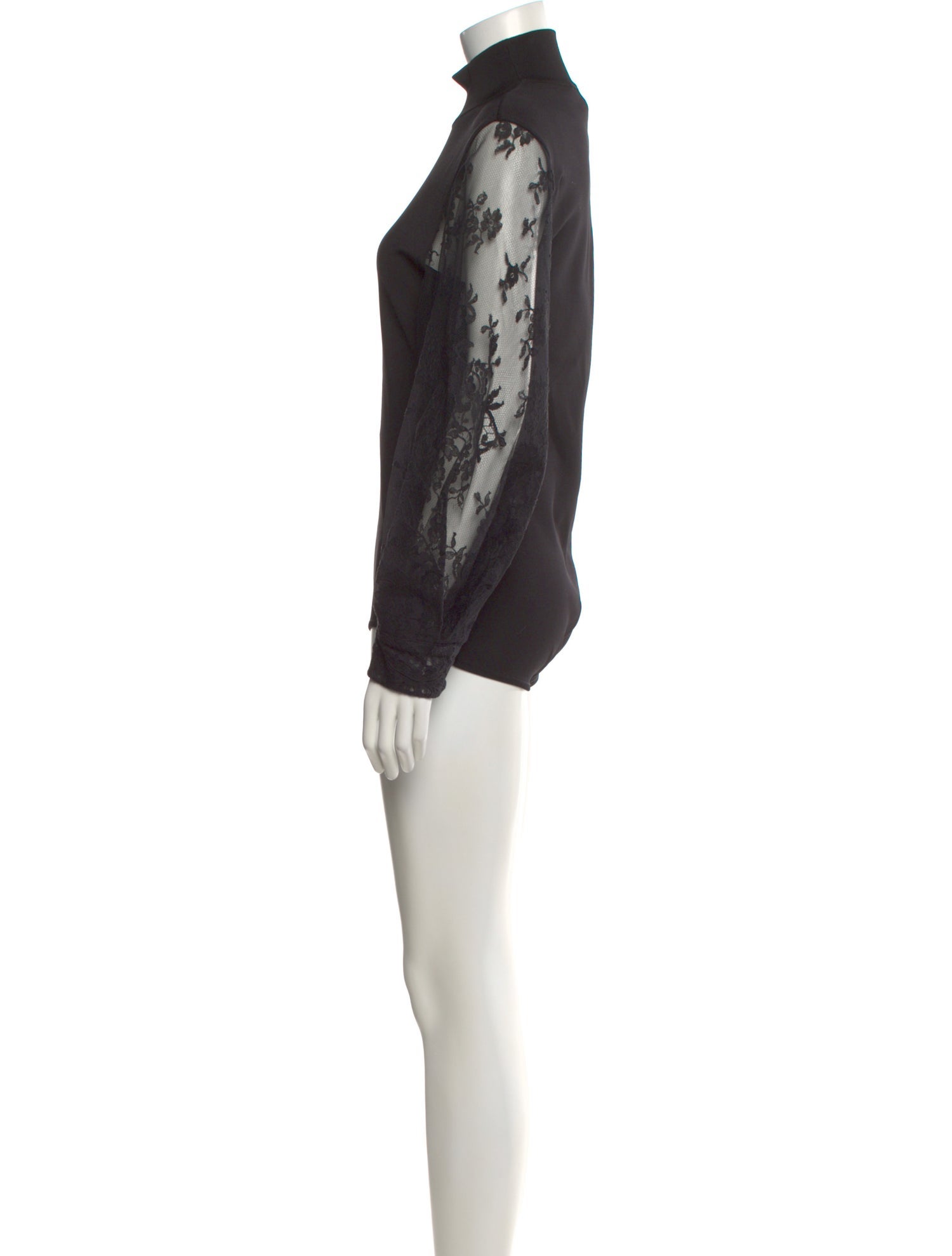 Givenchy Lace Pattern Mock Neck Bodysuit