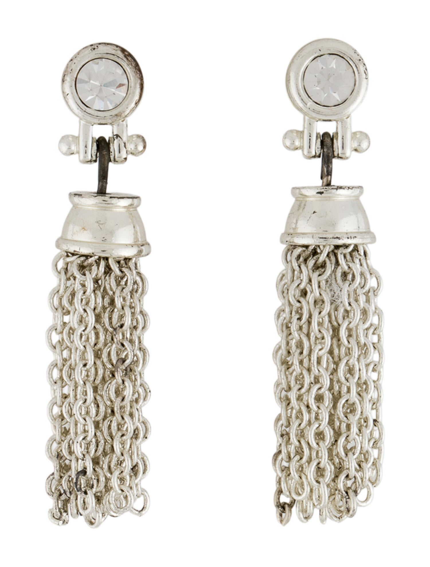 Givenchy Vintage Crystal Tassel Drop Earrings