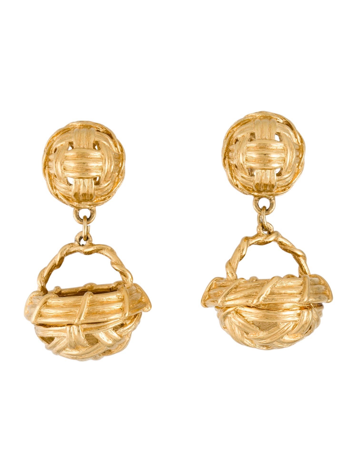 Givenchy Vintage Basket Drop Clip-On Earrings
