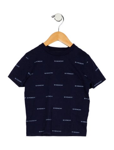 Pre-owned Givenchy Babies' Toddler Boys Branded Crewneck Shirt In Blue