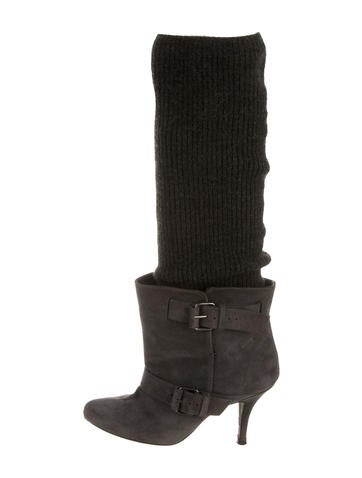 Givenchy Suede Knit-Paneled Boots