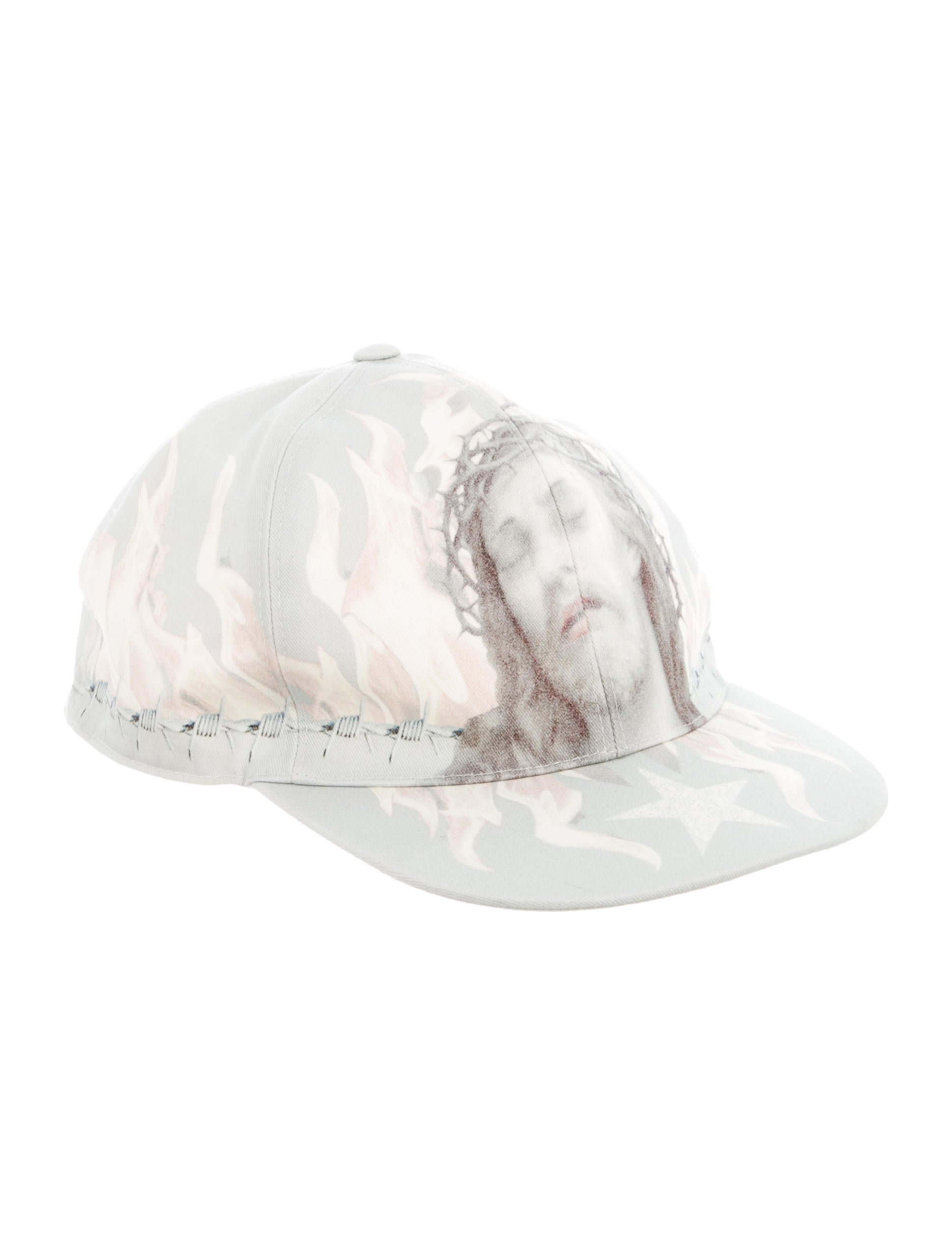 Givenchy Adjustable Jesus Print Cap - Blue Hats, Accessories