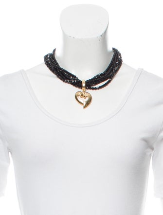 Givenchy Beaded Heart Collar Necklace
