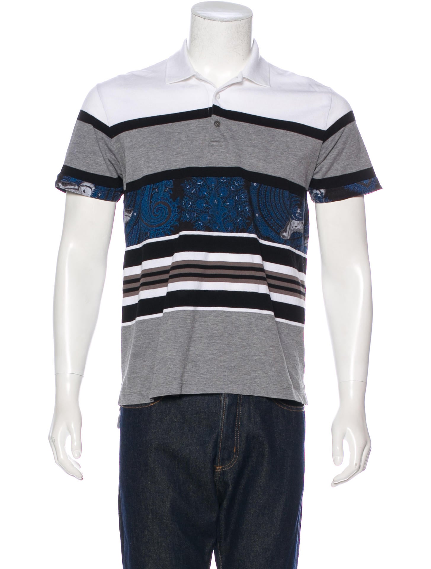 Givenchy Paisley Striped Polo Shirt