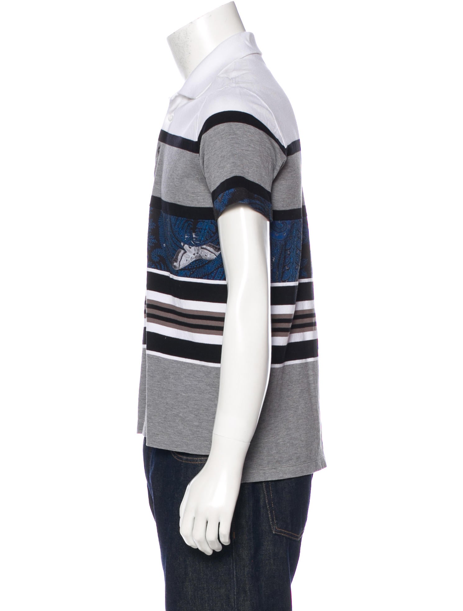 Givenchy Paisley Striped Polo Shirt