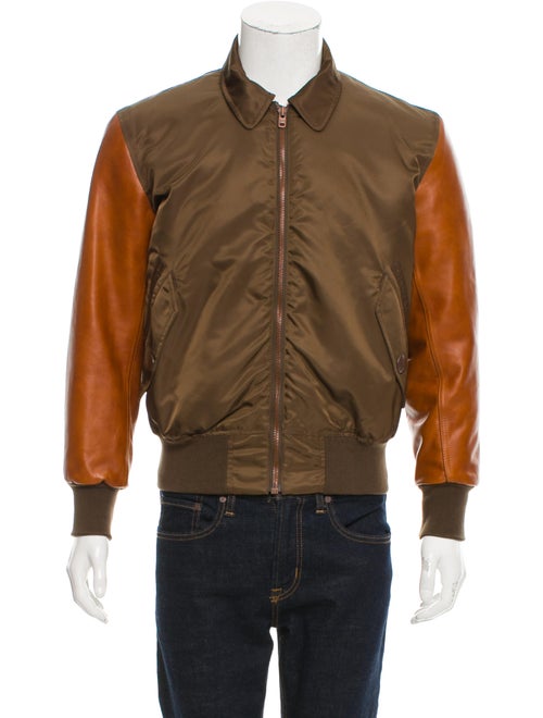 Givenchy Leather-Trimmed Flight Jacket olive