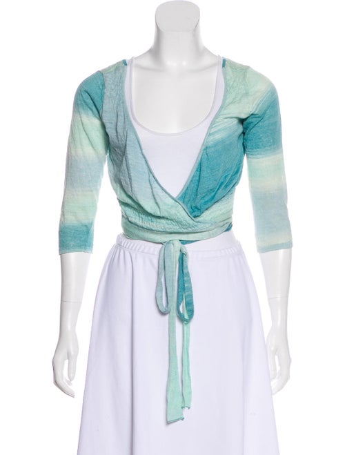 Givenchy Cropped Linen Cardigan Blue